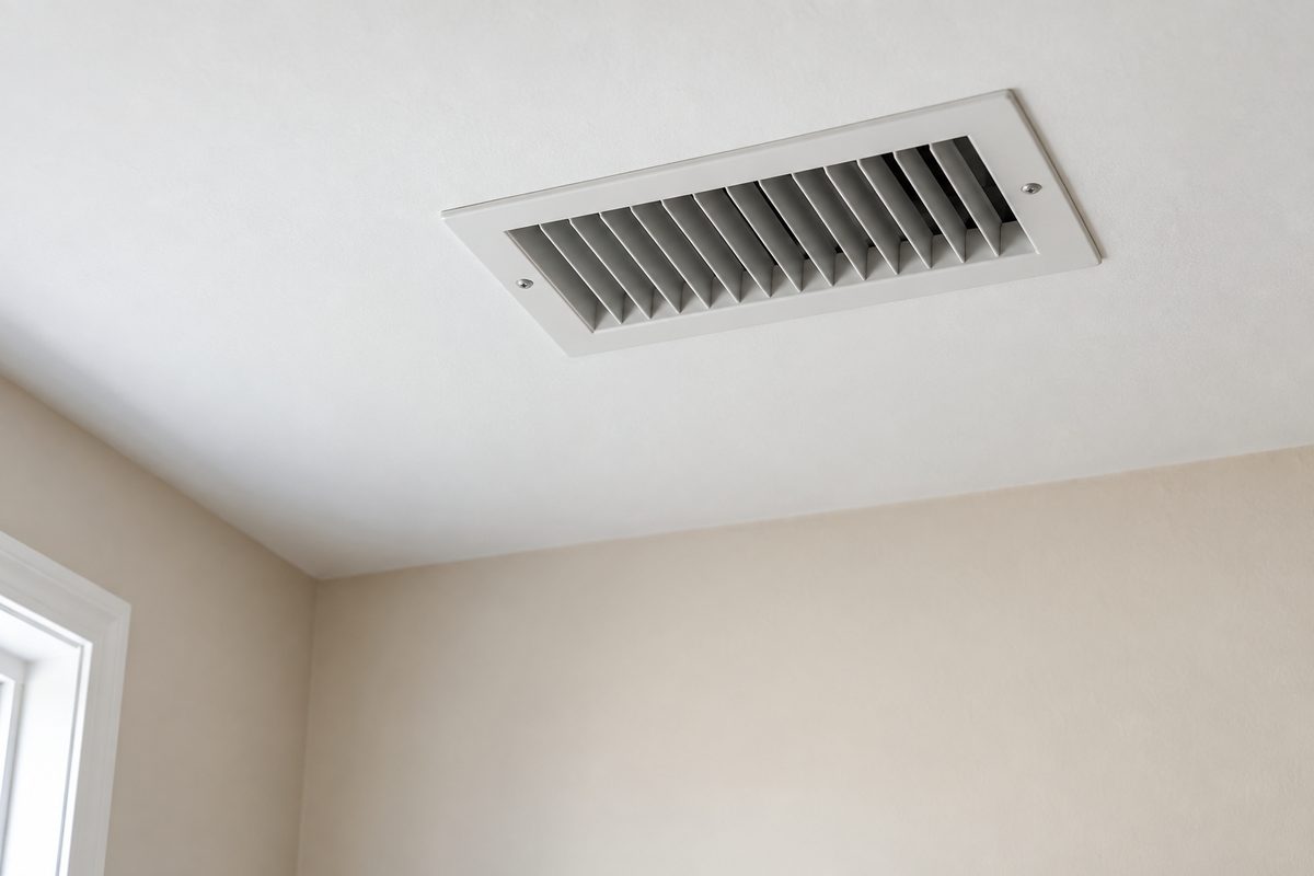 Ceiling supply-air vent in a residential room